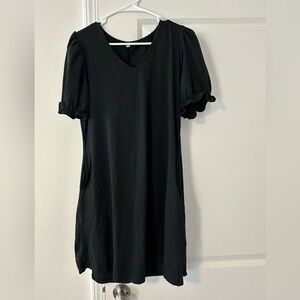 Large black puff sleeve dress, flowy